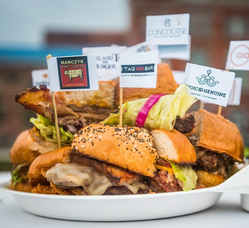 assorted burgers on a plate